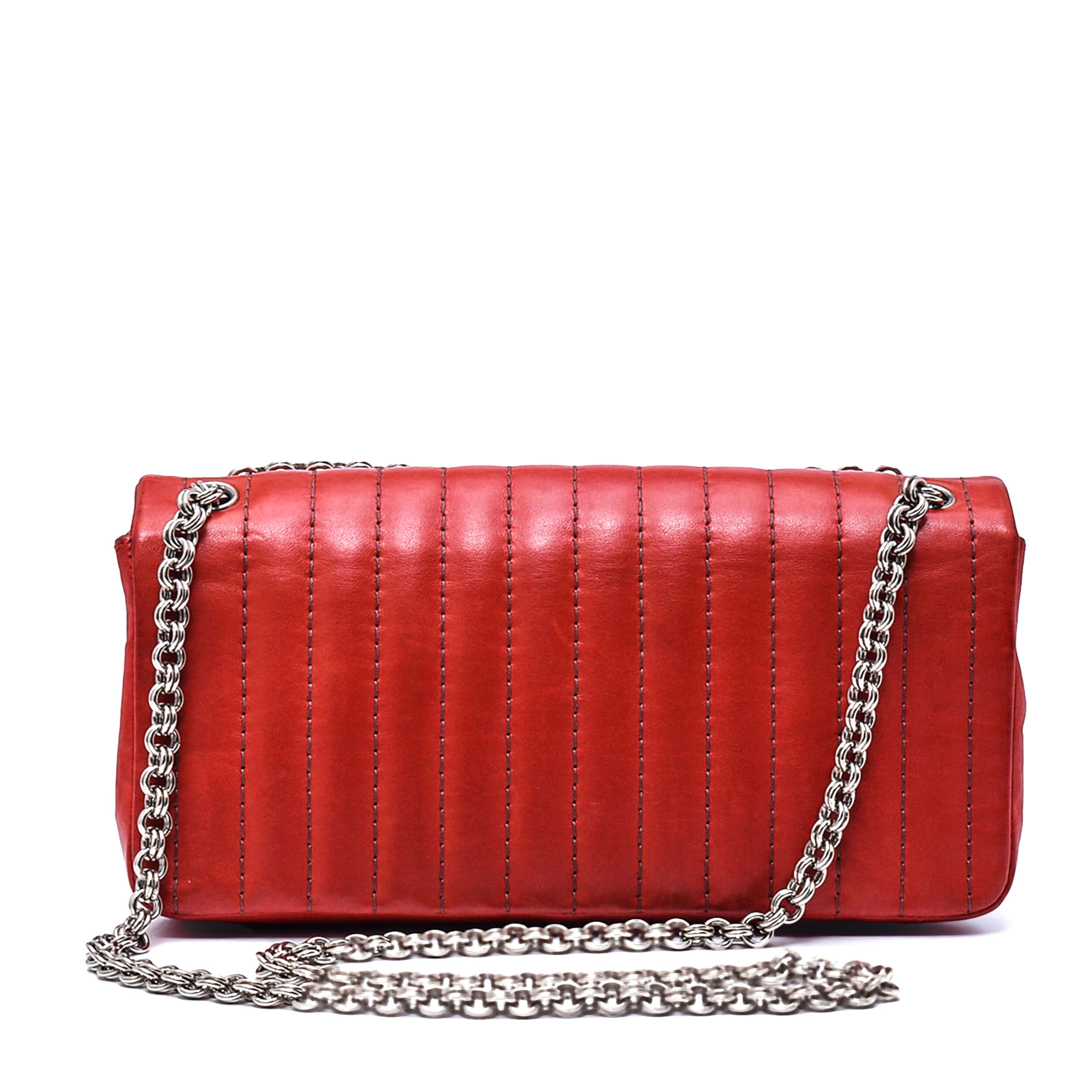 Chanel - Red Lambskin Vertical Quilted Leather Flap Bag